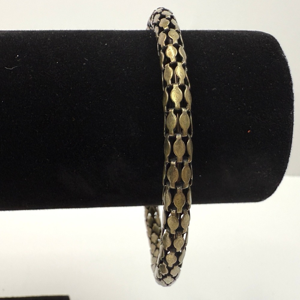 Vintage Style Bangle Bracelet Mesh Snake Design Gold Tone Jewelry Wrist 8.25